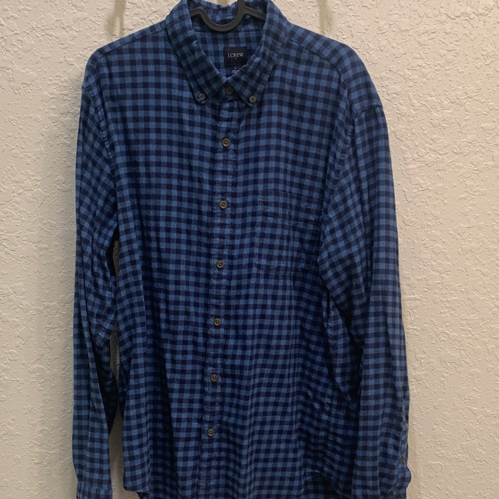 J. Crew Navy and Blue Checked Button-Down Shirt
